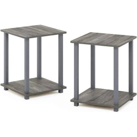 Simplistic Set of 2 End Table, French Oak Grey/Grey - Picture 1 of 5
